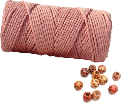 Vista 34 de Cordón de macramé beige de 0.078 pulgadas x 220 yardas, cuerda de algodón torcido de 4 hebras natural para colgar en la pared, manualidades, cordel