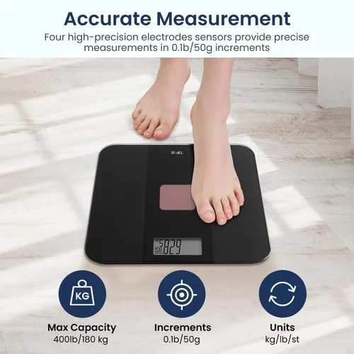 Vista 2 de TIPRE Báscula de peso con energía solar con potencia infinita, báscula para peso corporal, báscula electrónica de baño para pérdida de peso, báscula