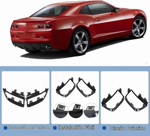 Vista 5 de WFLNHB Juego de 4 cubiertas de bisel de luz trasera de repuesto para Chevy Camaro LT LS SS 2010-2013 biseles negros brillantes para el lado