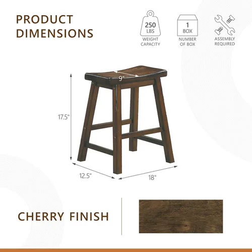 Vista 3 de Lexicon Saddleback - Juego de 2 taburetes de cocina de madera maciza, taburetes de cocina de altura para comedor, opciones de asiento de silla sin
