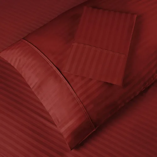 Vista 7 de Superior Par de fundas de almohada de algodón peinado suave, rayas de satén, estándar, color dorado