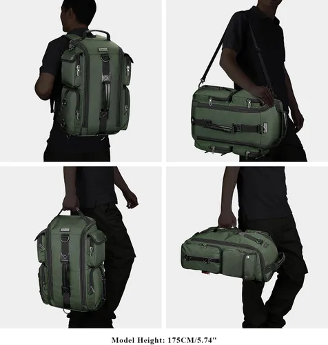 Vista 2 de WITZMAN Mochila de viaje para hombre, mochila de mano de gran capacidad, mochila para portátil de 17 pulgadas (6695 verde militar)