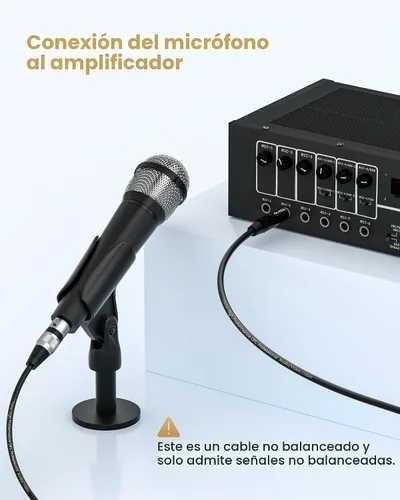 Vista 6 de Tisino - Cable de micrófono con conector hembra XLR a conector mono TS de 1/4 (6,35 mm) desequilibrado para micrófono dinámico - 2,01 m/6,6 pies