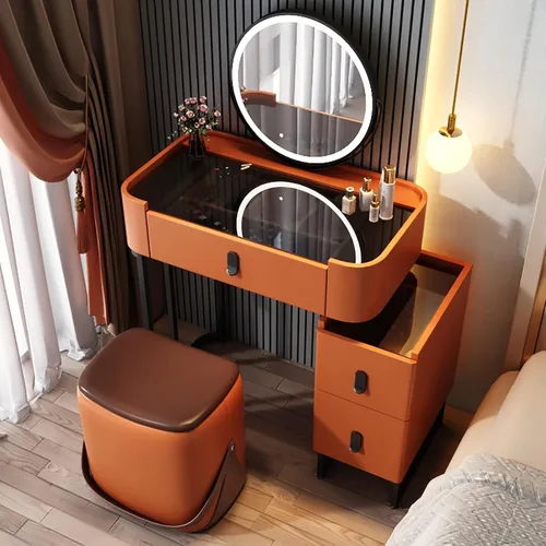 Vista 17 de Vanity Desk with Mirror and Drawers, White Vanity with Mirror, Wooden Makeup Desk for Bedroom Dressing Room, with Adjustable Brightness Mirror,Dark