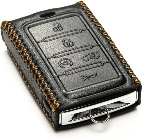 Vista 3 de Vitodeco Funda de cuero genuino para llavero inteligente compatible con Jeep Wagoneer, Grand Wagoneer, Grand Cherokee 2022-2025 (5 botones, negro)