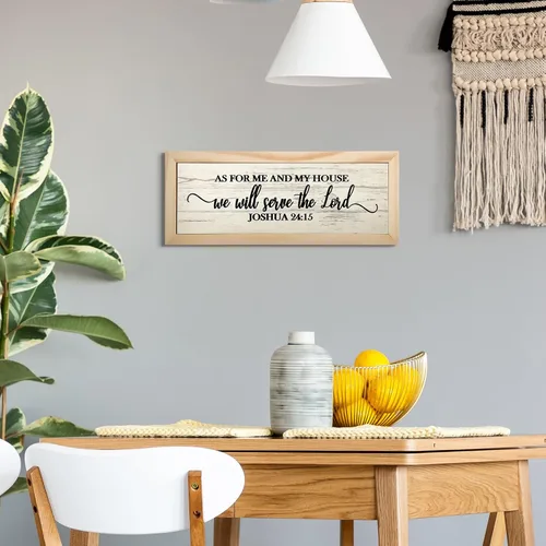 Vista 5 de Jetec Placas de pared de versículos bíblicos de granja, "En cuanto a mí y mi casa, serviremos al Señor" Placa de madera para decoración de pared