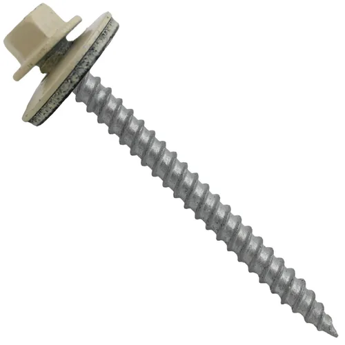 Vista 19 de 12 tornillos para techos de metal gris ABC de 2-1/2 pulgadas, cabezal de arandela hexagonal, arranque automático/roscado, arandela EPDM. 1 bolsa