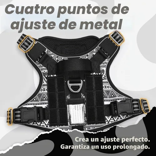Vista 3 de rabbitgoo Arnés táctico para perros grandes, chaleco de servicio militar sin tirones con asa y Molle, fácil control para entrenar y caminar, correas