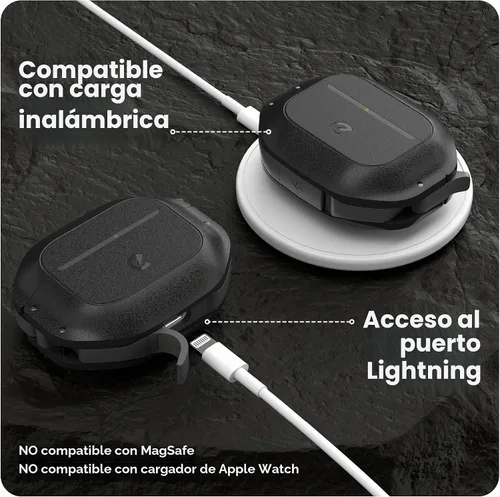 Vista 6 de Keybudz Funda para AirPods 4 con candado, funda totalmente impermeable para AirPods de 4ª generación, llavero, protección resistente y resistente