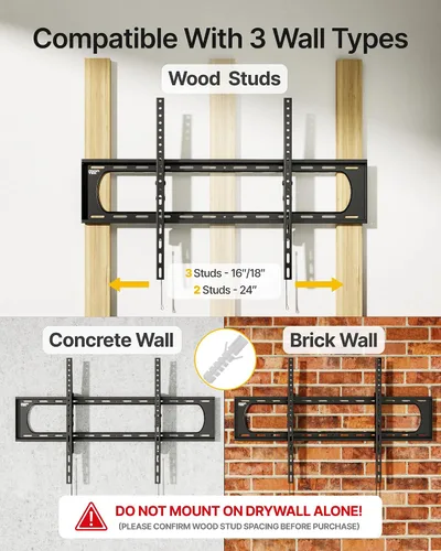 Vista 4 de monTEK Soporte de pared para TV con inclinación de alta resistencia para televisores grandes de 60–120” hasta 136 kg, probado 4 veces por seguridad
