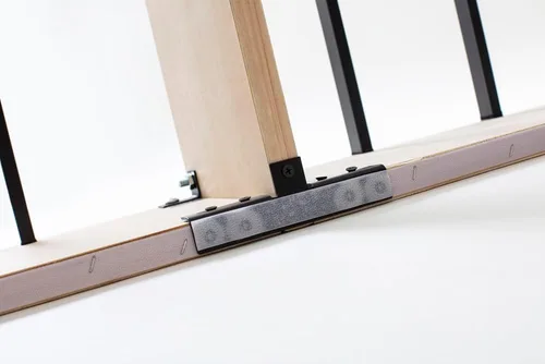 Vista 8 de Panana Base de cama con somier de 5 pulgadas, acero resistente con funda de tela, base de colchón, marco de madera, listones de metal, fácil