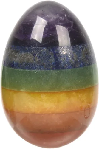 Vista 2 de Justinstones Huevo de piedra preciosa natural, piedra de 7 chakras, cristal curativo, meditación de chakras, piedra de decoración