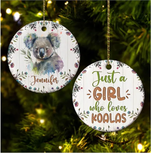 Vista 10 de Hyturtle Adorno de Navidad personalizado para los amantes de los osos, adorno de cerámica con nombre personalizado de Just A Girl Who Loves Bears