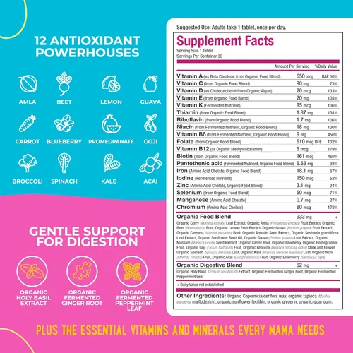 Vista 3 de Mama Natural Paquete prenatal – Vitaminas prenatales orgánicas para mujeres + probióticos seleccionados específicamente para el embarazo