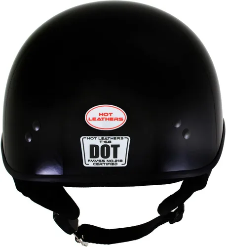 Vista 2 de Hot Leathers HLT68 Gloss Black The O.G. Advanced DOT Skull Cap Motorcycle Half Helmet Biker