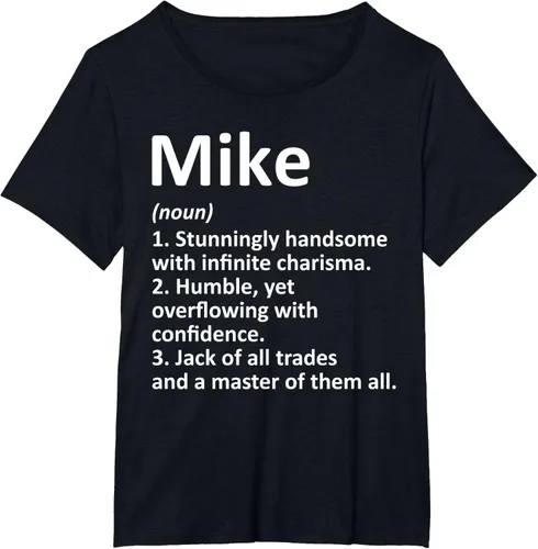 Vista 33 de MIKE Definition - Camiseta divertida para regalo de cumpleaños con nombre personalizado, Negro, S