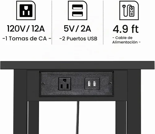 Vista 4 de TUTOTAK Soporte de impresora de 2 niveles, carrito de impresora rodante con tomas de corriente y puertos USB, mesa de impresora móvil con ruedas