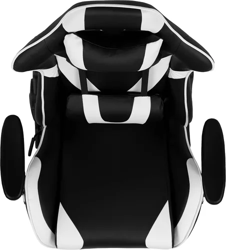 Vista 8 de Flash Furniture X20 - Silla giratoria de policarbonato ergonómica y ajustable con respaldo completamente reclinable en LeatherSoft negro