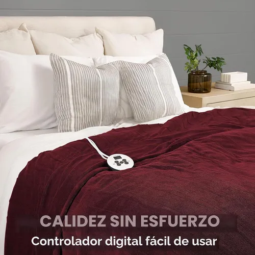 Vista 5 de Sunbeam Royal Luxe Cabernet - Manta térmica tamaño individual