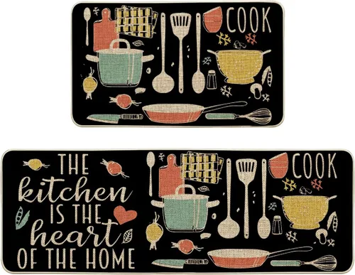 Vista 8 de Artoid Mode The Kitchen is The Heart of The Home - Juego de 3 tapetes de cocina, juegos de cocina de temporada, para fiestas navideñas, tapetes