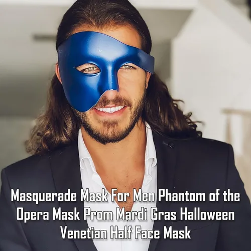 Vista 7 de Masquerade Mask For Men Phantom Of The Opera Mask Prom Mardi Gras Haloween Venetian Half Face Mask