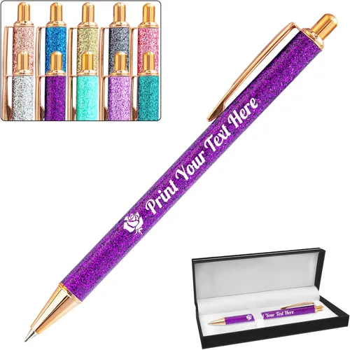 Vista 28 de Hasta 100 bolígrafos personalizados a granel con nombre, bolígrafo con purpurina personalizable, logotipo de negocios, mensaje de texto, regalo