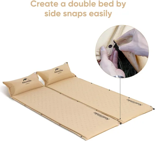 Vista 5 de Naturehike Almohadilla de dormir autoinflable, almohadilla de campamento ultraligera de espuma viscoelástica con almohada, inflado rápido
