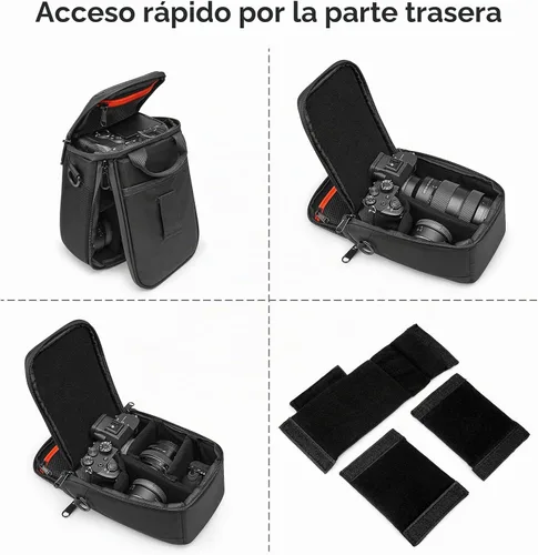Vista 5 de S-ZONE - Bolsa impermeable para cámara con inserto para lentes, estuche cúbico compatible con Nikon, Canon Bottom and Side Zipper Openings