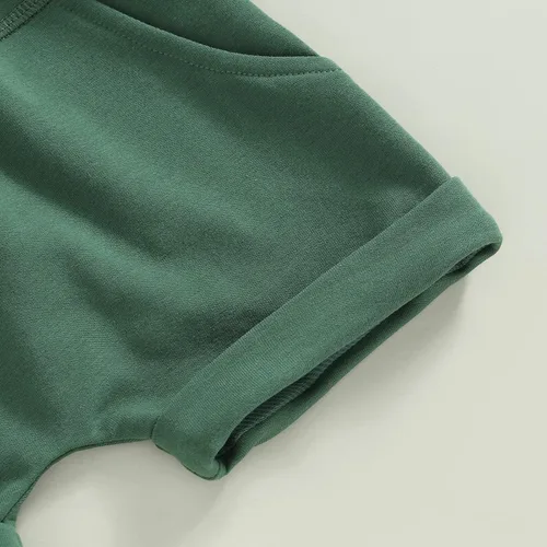 Vista 7 de Conjunto de traje de verano para bebé niño pequeño, manga corta, cuello redondo, letras impresas, lindo traje de verano, conjunto de 2 piezas