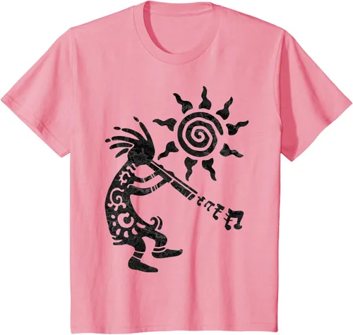 Vista 50 de Native American Kokopelli Musican With Flute 2 - Camiseta divertida para fanáticos, Blanco, S