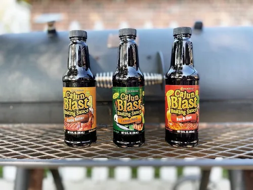 Vista 3 de Cajun Blast Spray para untar sazonado, mantequilla de ajo, botella de spray de barbacoa de 10 onzas, condimento cajún natural de Louisiana, spray