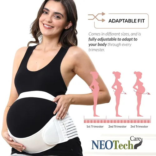 Vista 6 de NeoTech Care Cinturón de maternidad para embarazo, soporte para espalda, abdomen, cintura, pelvis (talla L, color marfil)
