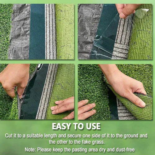 Vista 7 de Cinta autoadhesiva de césped artificial, cinta de costura para alfombra, cinta para conectar césped artificial (6 pulgadas x 16.4 pies (doble cara))