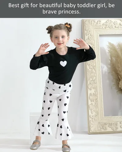 Vista 2 de NZRVAWS Conjunto de ropa para bebé niña pequeña y niña, conjunto de sudadera con corazón y pantalón largo