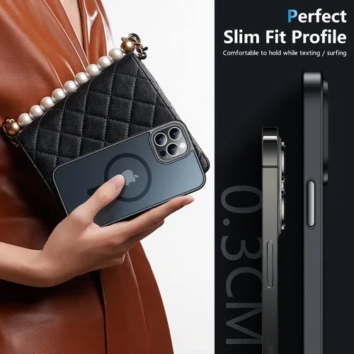 Vista 6 de Funda magnética para iPhone 12 Pro Max, [compatible con MagSafe] [2 protectores de pantalla de vidrio templado] [mate translúcido] Funda de grado