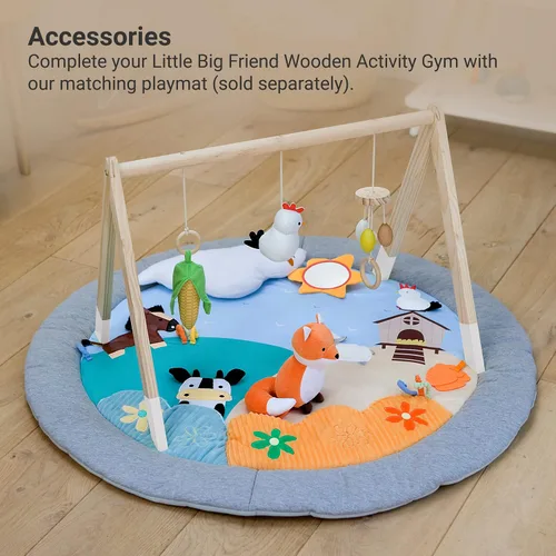 Vista 6 de Little Big Friends Gimnasio de actividades de madera para bebés - Gimnasio Montessori para bebés Fomenta las habilidades motoras y el desarrollo