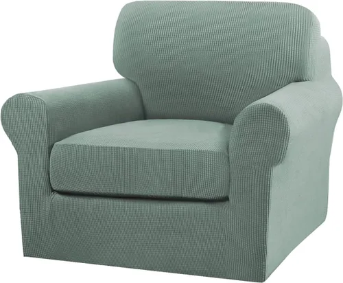 Vista 84 de Turquoize 2 fundas para sillas de sala de estar, funda de sofá con fundas de cojín individuales, funda de muebles para sillas (silla, beige biscotti)