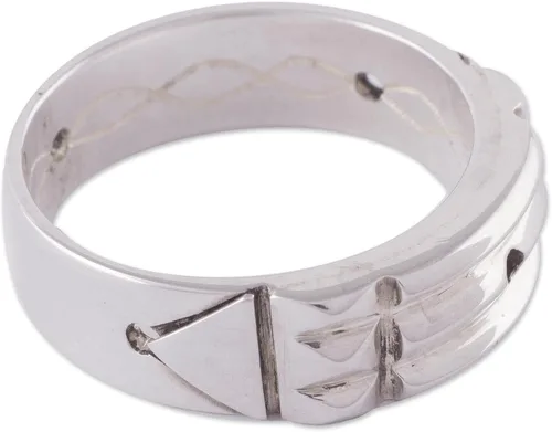 Vista 4 de NOVICA Artisan Handmade .925 Sterling Silver Band Ring Atlantis from Peru 'Atlantis Power