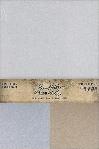 Vista 2 de Tim Holtz Kraft Stock Sparkle Classic Craft Supply, oro y plata, 2 paquetes de 18 th94315