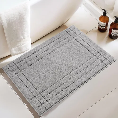 Vista 7 de Alfombras de baño negras, pequeñas alfombras de baño antideslizantes, alfombra de baño suave y peluda lavable para bañera y ducha, 18x24 Tapete