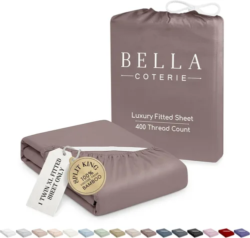 Vista 18 de Bella Coterie - Sábana bajera ajustable de viscosa de bambú de lujo, tamaño individual, 100% cultivada orgánicamente, ultrasuave, refrescante