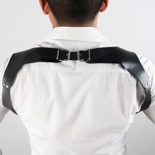Vista 6 de NBMARLS Men Half Body Chest Belt Adjustable Leather Belts Buckles Sexy Punk Chest Belt
