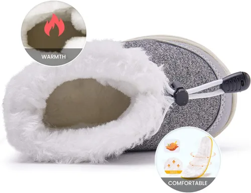 Vista 4 de BMCiTYBM Botas de nieve para bebés y niños pequeños, zapatos de invierno para niños y niñas, zapatos de bebé de piel sintética para clima frío