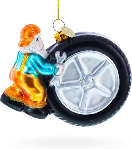 Vista 2 de Adorno navideño de cristal mecánico de reparación de neumáticos