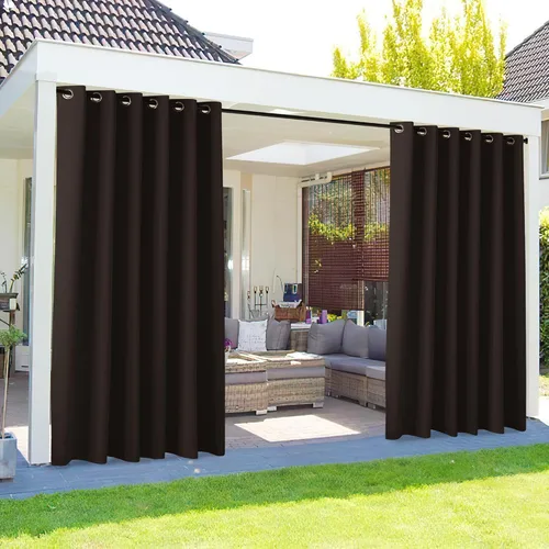 Vista 140 de NICETOWN Cortina para Exteriores para Patio Impermeable de 84 Pulgadas de Ancho, Aislamiento Térmico con Ojales Antioxidantes Bloqueo UV Cortina