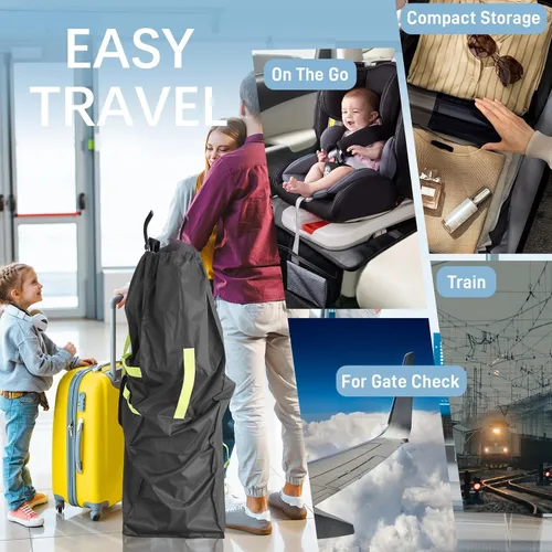 Vista 6 de Bolsa de cochecito de paraguas para avión, bolsa de control de puerta para cochecitos de paraguas individuales con correas de transporte ajustables