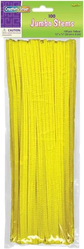 Vista 16 de Creativity Street Jumbo Chenille Stems, 12" x 6 mm, Craft Pipe Cleaners in Assorted Basic Colors, Pack of 100, Case of 12 Packs, 1200 Chenille Stems