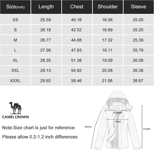 Vista 6 de CAMEL CROWN Chaquetas de esquí de invierno cálidas para mujer abrigo de nieve impermeable con capucha chaqueta de lluvia resistente al viento