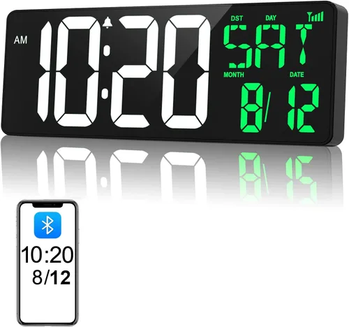 Vista 9 de Reloj de pared digital grande de 17 pulgadas con control remoto, atenuador automático, temperatura de fecha, temporizador Large clear display