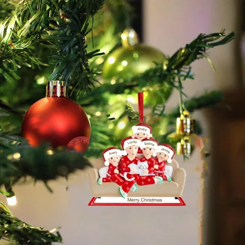 Vista 10 de Adornos de Navidad personalizados, nombres de familia, decoración de Navidad, decoración colgante de árbol, adorno de bendición de Feliz Navidad